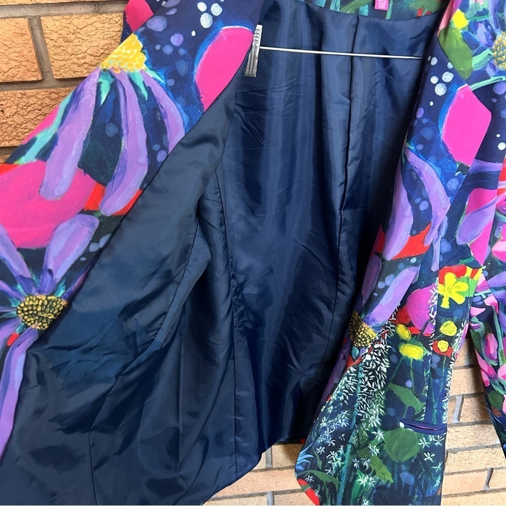 Claire Desjardins Blazer Jacket Abstract Colorful Art to Wear Floral Design 1X - Picture 5 of 8